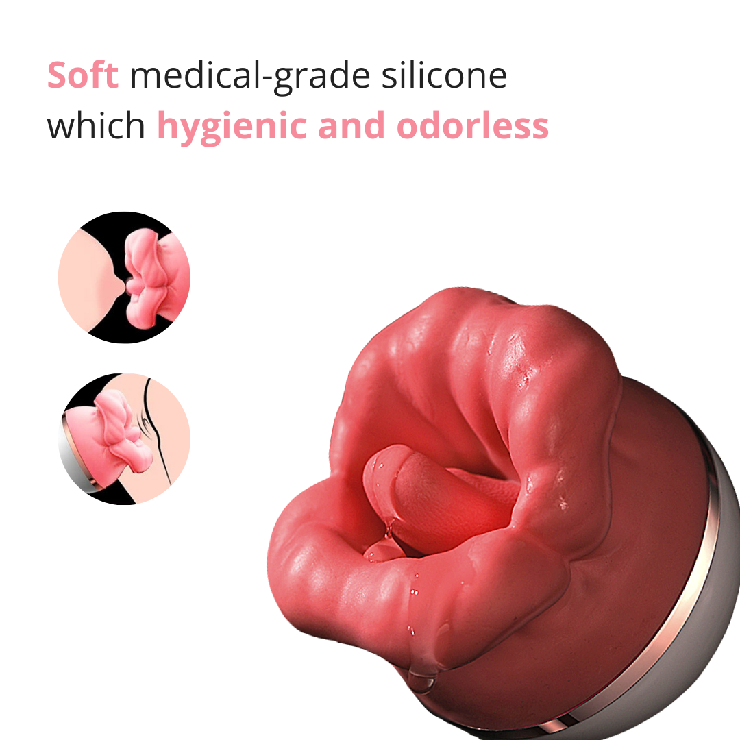 Rose Mouth Tongue Clitoral Vibrator has 5 licking & 3 suction modes. Clitoral stimulator.