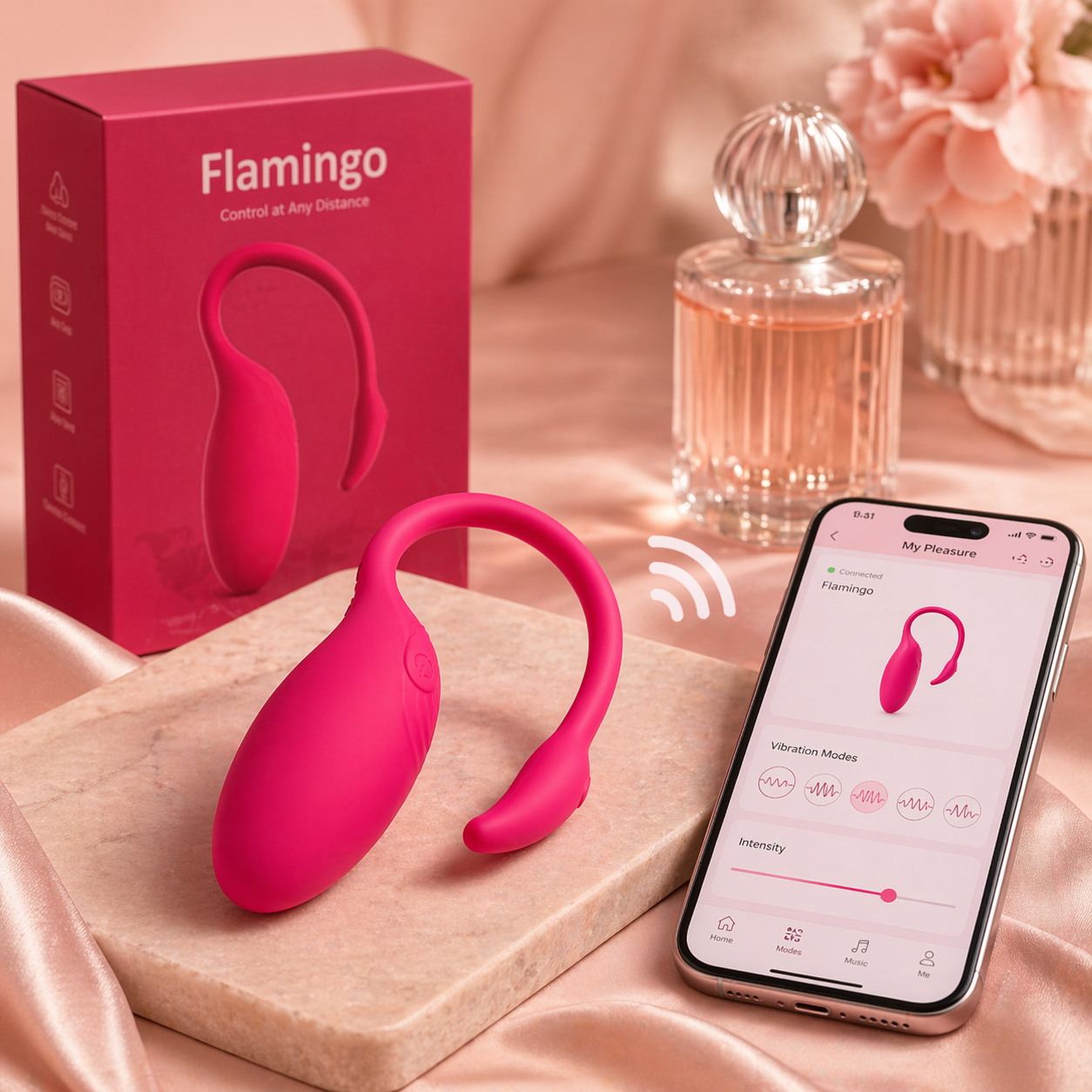 APP remote control G-spot panty vibrator in pink with Bluetooth wearable design
