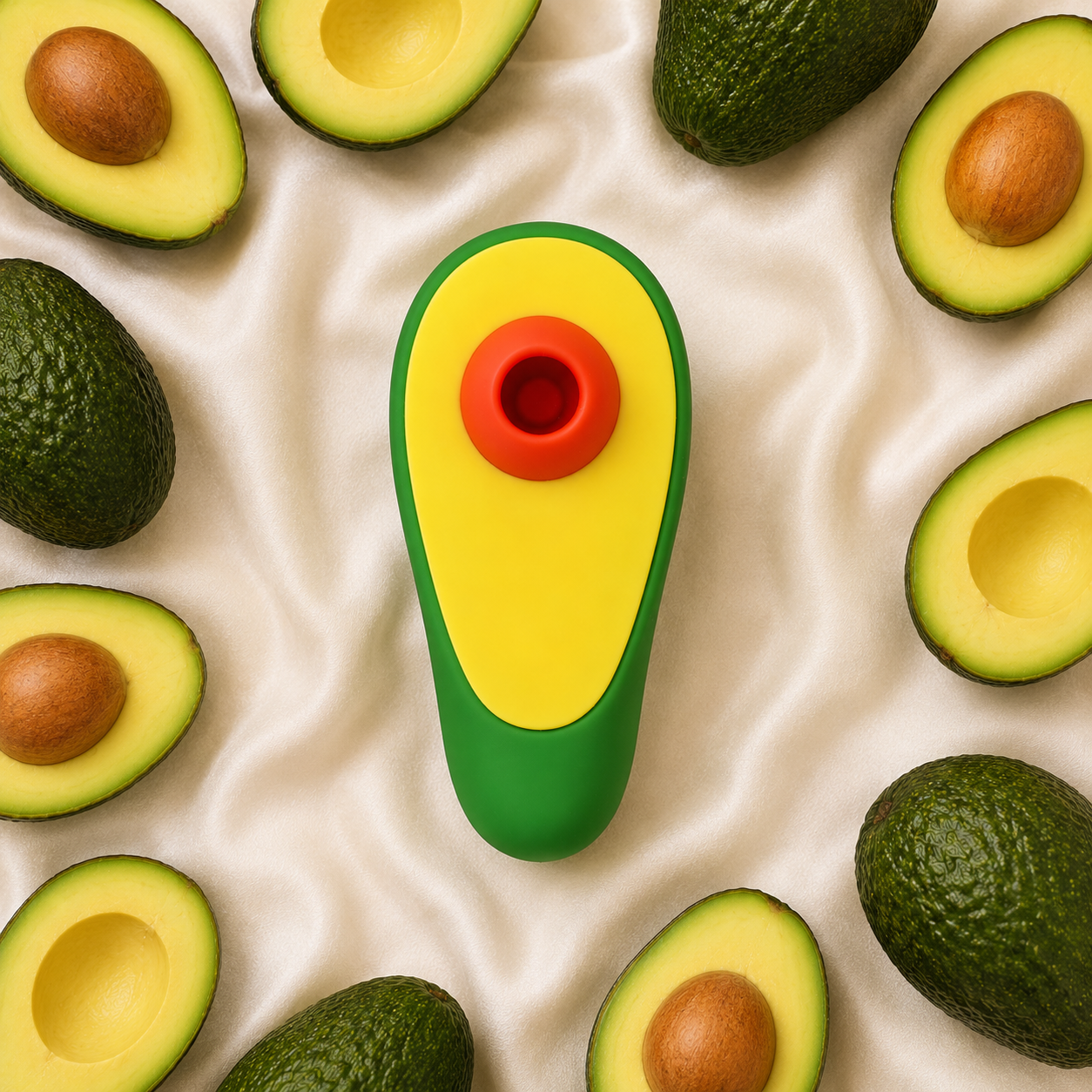 Avocado Clitoral Toy surrounded by fresh avocados