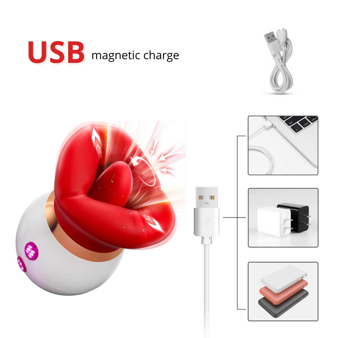 Vibrator Adult Sex Toys for Women - 3IN1 Mouth-Shaped Sucking Rose Vibrator, 10 Tongue Licking 3 Sucking Nipples Anal Clit Sucker Vibrater, G Spot Vibrators Clitoral Stimulator Couples Sex Toys for women