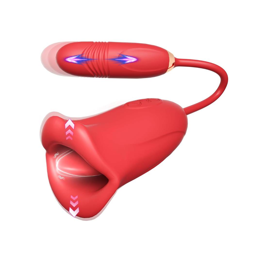 Sensual Mouth Vibrator with Thrusting Extender