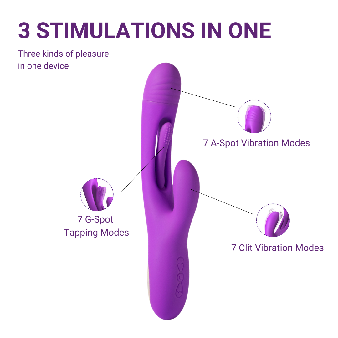 Rabbit Vibrator Flapping Tapping for Women - G Spot Vibrator Clitoral Stimulator Fingering modes Sex Toys Thrusting Vibrator with 3 motors and 7 vibration Modes Rabbit Vibrators Adult Sex Toy for Women and Couple