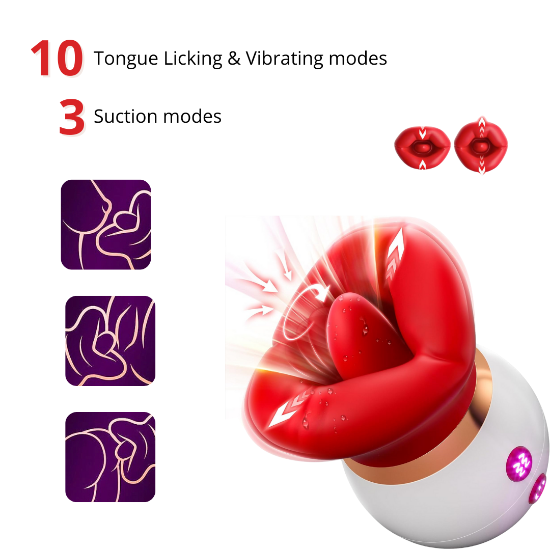 Vibrator Adult Sex Toys for Women - 3IN1 Mouth-Shaped Sucking Rose Vibrator, 10 Tongue Licking 3 Sucking Nipples Anal Clit Sucker Vibrater, G Spot Vibrators Clitoral Stimulator Couples Sex Toys for women