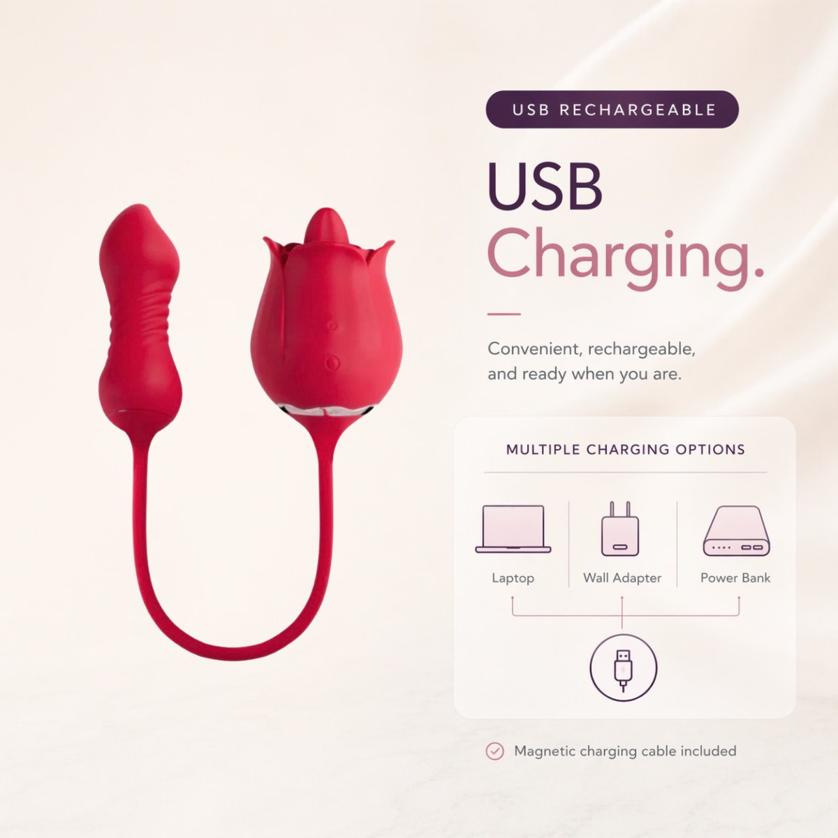 Rose Tongue Vibrator With Thrusting Egg