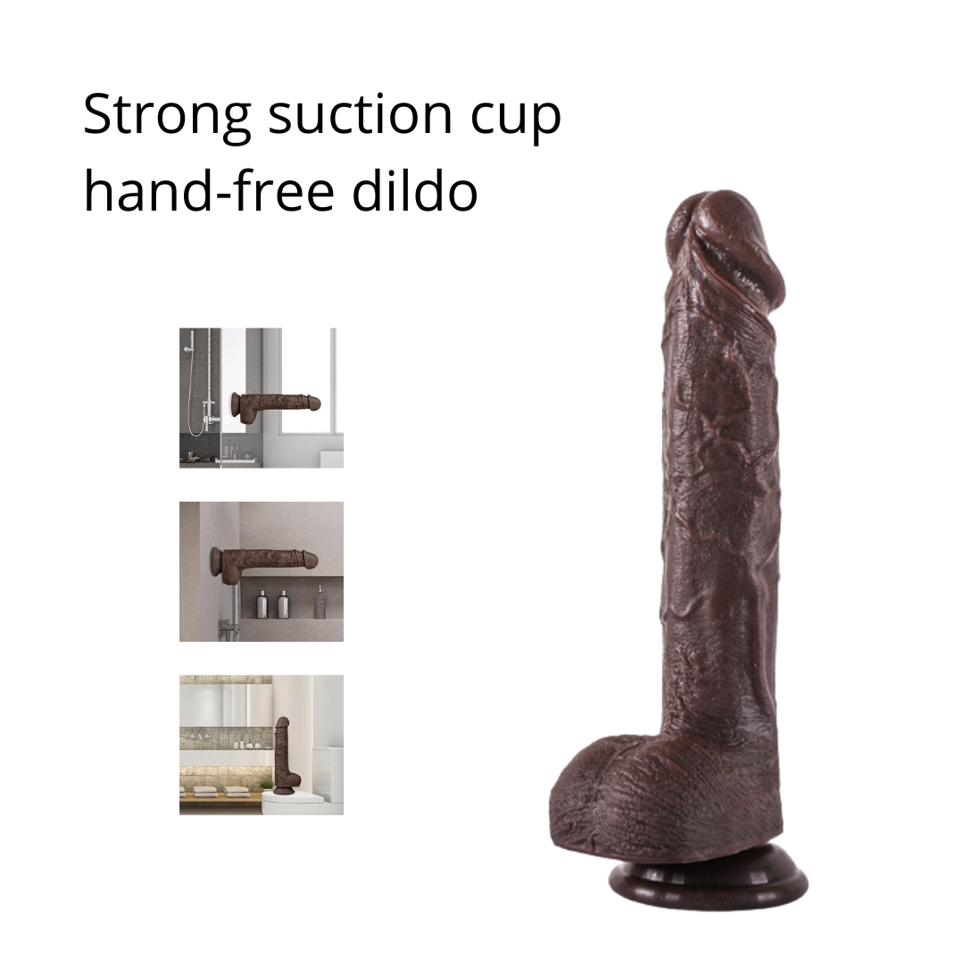 automatic black realistic dildo, 7inches insertable thrusting dildo with 7 modes, big black strap on dildo