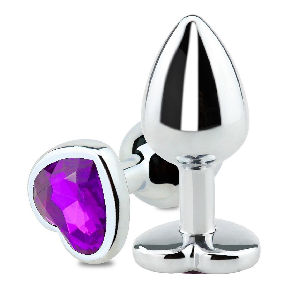 Purple Heart Anal Plug Adult Sex Toy,Jeweled Anal Toys Adult Sex Toys Games Butt Plug,Personal Anal Plug Sex Toy for Adult Women,Men and Couples,Rose Sex Toy G Spot Anal Beads Anal Toy