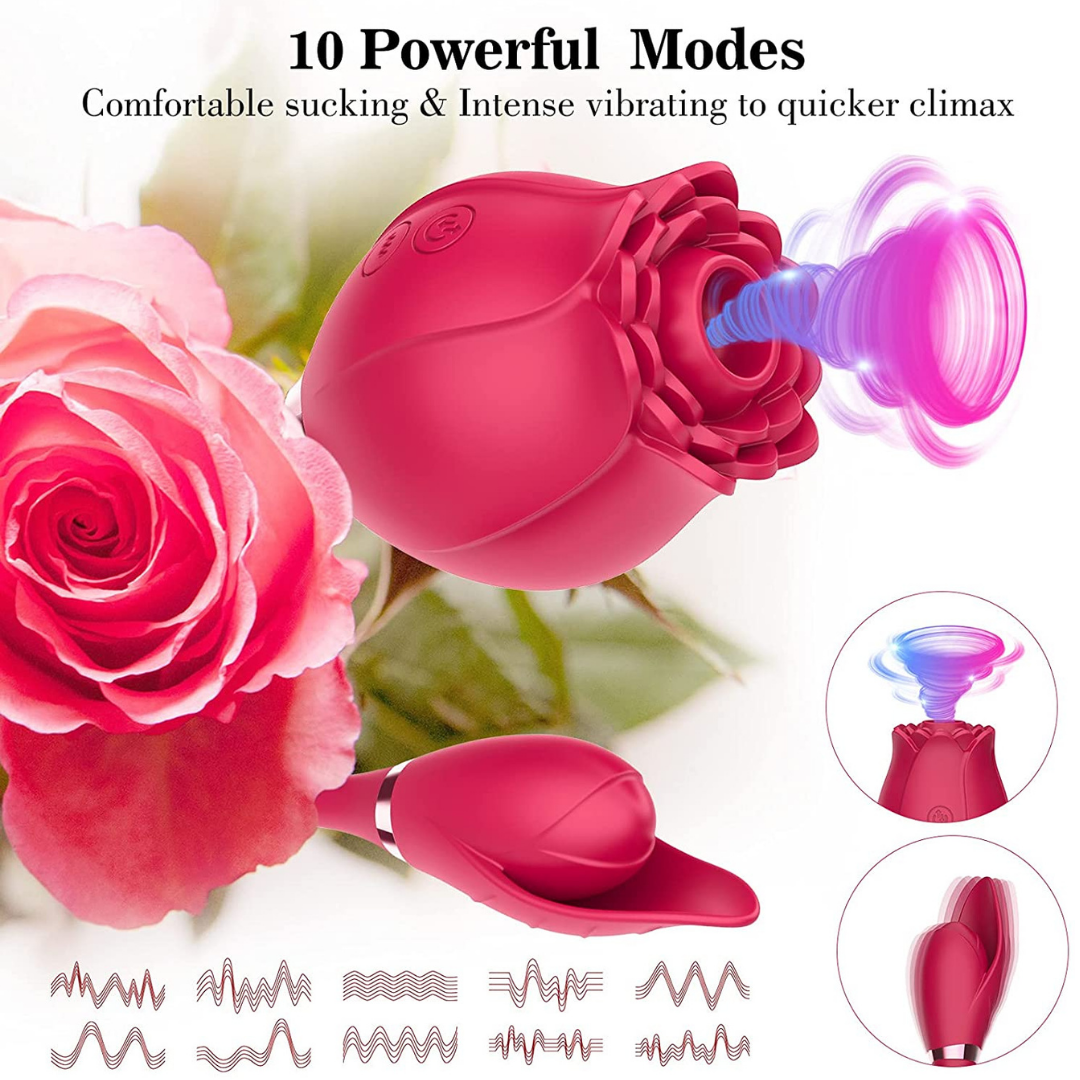 Rose Sex Toys Egg Vibrator - 3in1 Adult Toys Sex Stimulator for Women with 10 Tongue Licking & Thrusting Egg G Spot Vibrators, Adult Anal Sex Toy Games Clitoral Nipple Licker Suction for Woman Man Couples