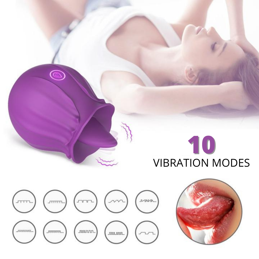 Purple Rose Tongue Vibrators, Rose Sex Stimulator for Women, Clitoral G Spot Tongue Licking Vibrator Nipples Massager Vaginal Anal Breast Sex Toys for Female Masturbation & Couples Foreplay