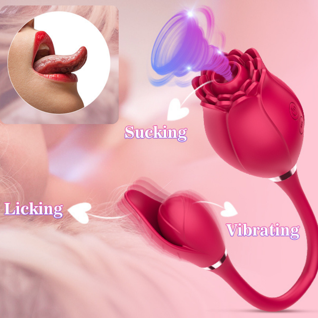 Rose Sex Toys Egg Vibrator - 3in1 Adult Toys Sex Stimulator for Women with 10 Tongue Licking & Thrusting Egg G Spot Vibrators, Adult Anal Sex Toy Games Clitoral Nipple Licker Suction for Woman Man Couples