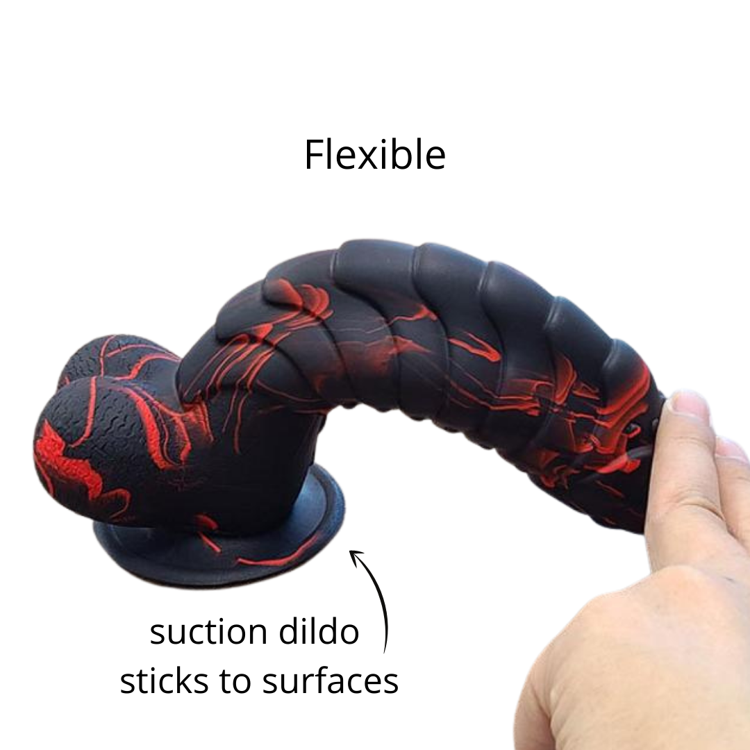 dragon dildo, silicone fantasy dildo, black dildo, realistic dildo