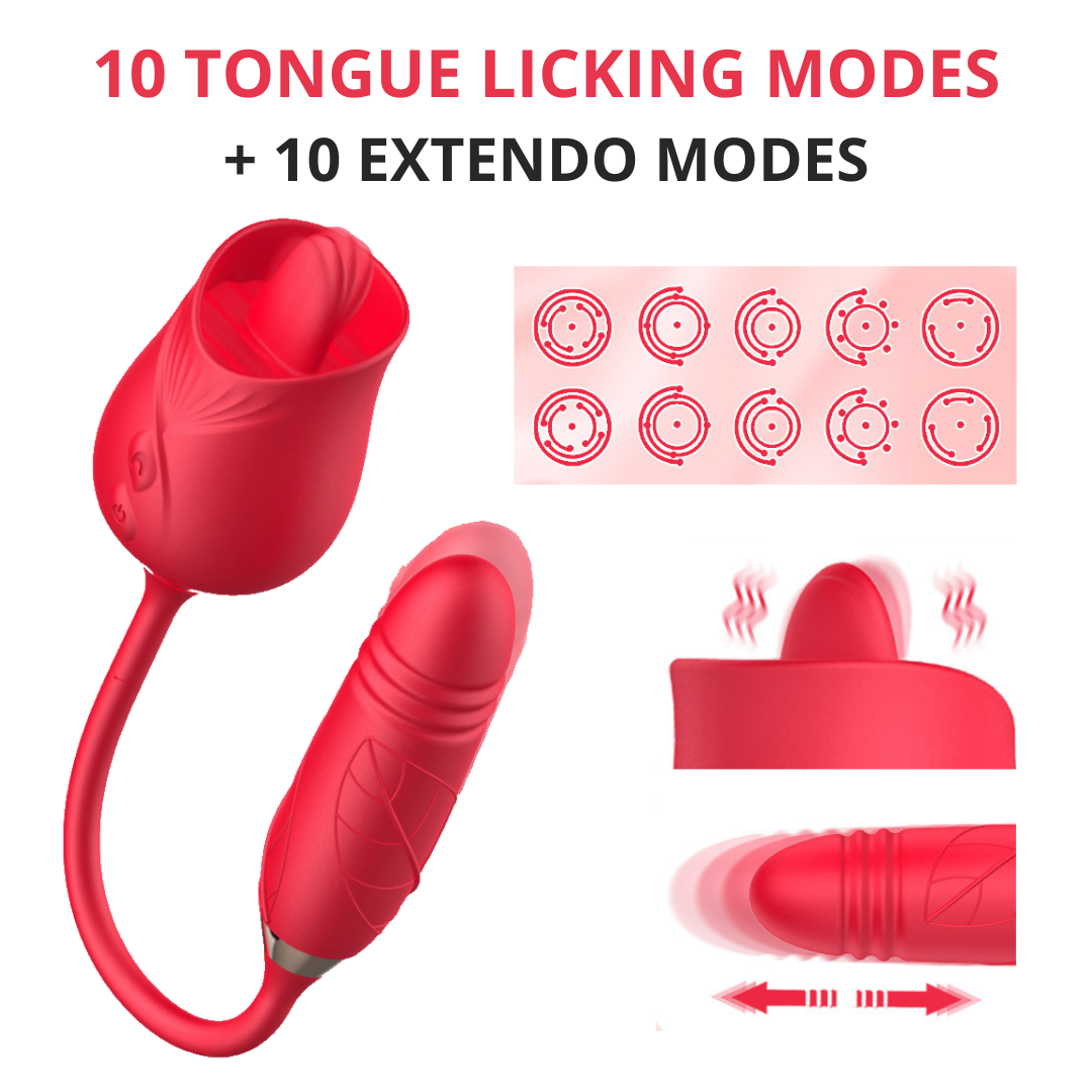 Rose Sex Toy for Women Sex - 3in1 Upgrade Rose Tongue Sex Stimulator for Women with 10 Tongue Licking & Thrusting Vibrator Dildo Adult Sex Toys for Couples G Spot Vibrators Clitoral Nipple