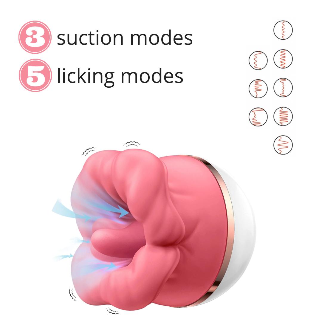 Mouth Tongue Clitoral Vibrator has 5 licking & 3 suction modes. Clitoral stimulator. 