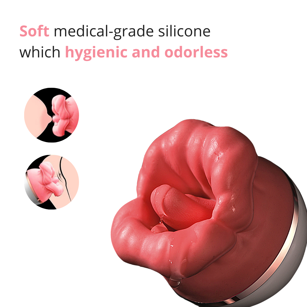 Rose Mouth Tongue Clitoral Vibrator has 5 licking & 3 suction modes. Clitoral stimulator. 