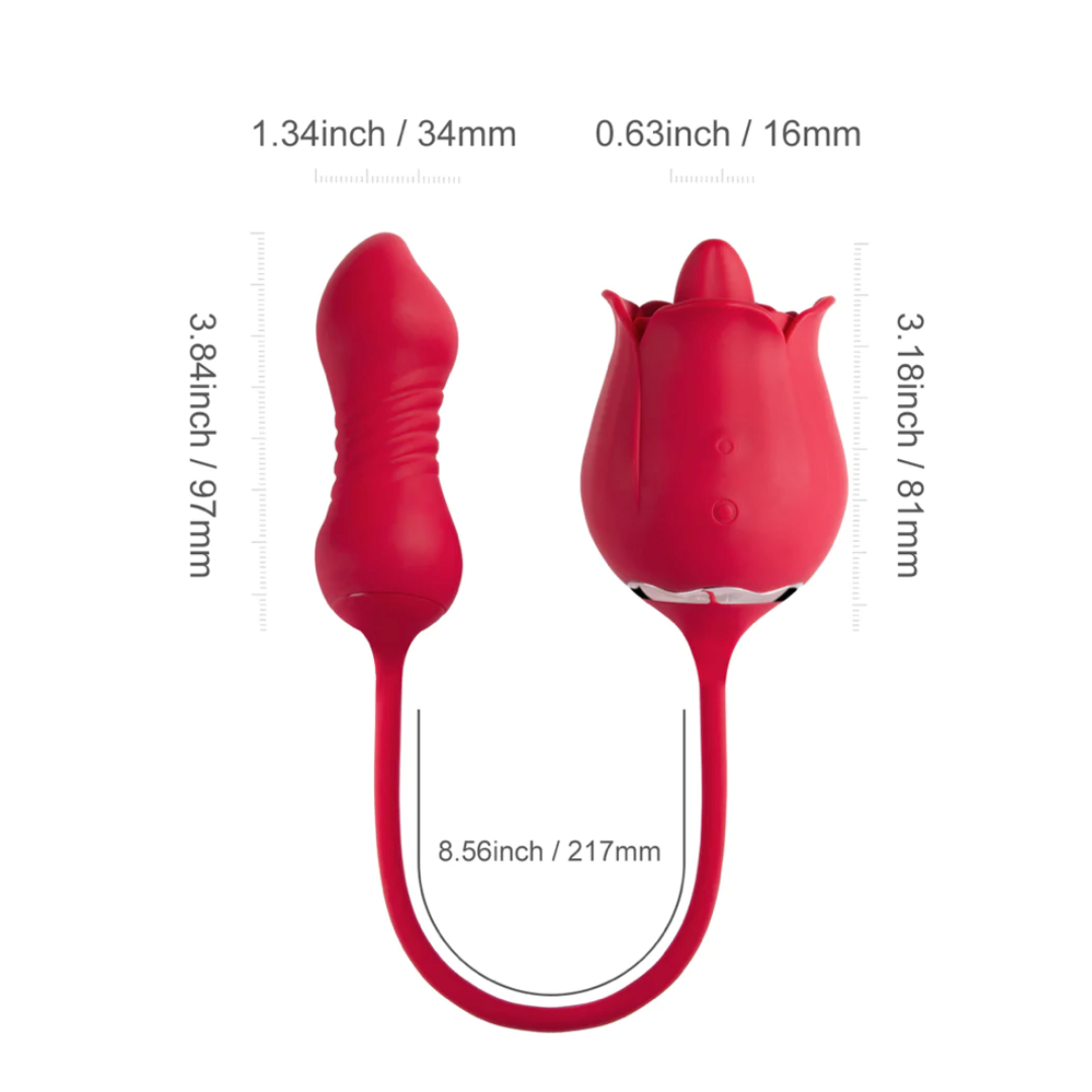 Rose Sex Toy Dildo Tongue Vibrator for Women - 3 in1 Rose Sex Toys Clitoral Tongue Licking Thrusting G Spot Vibrators with 9 Modes, Rose Adult Sex Toys Games, Clit Stimulator Anal Dildos for Women Couples