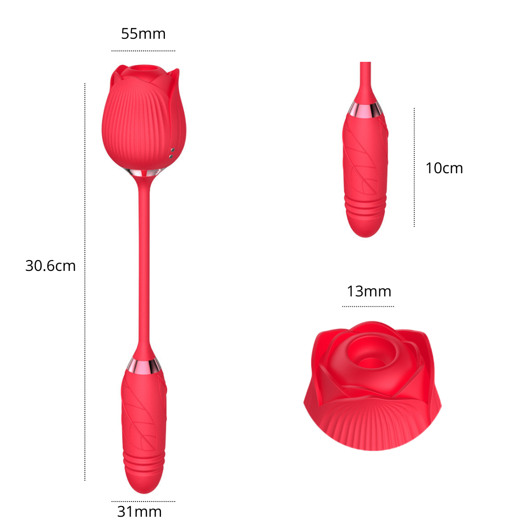 Sex Toys Dildo Rose Vibrator - Upgraded Rose Sex Toy 2.0 with extendo clip for Women with 10 Sucking & 10 Thrusting Vibrating Dildos G Spot Vibrators for Clit Nipple, Women Adult Rose Sex Toys Games for Couples Sex Machine